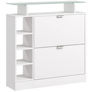 Scarpiera con 2 cassetti e ripiani regolabili ¨C zephmum ¨C bianco 89x25x92 cm