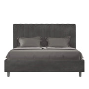 Letto una piazza e mezza con rete imbottito 130x190 microfibra grigio Agueda