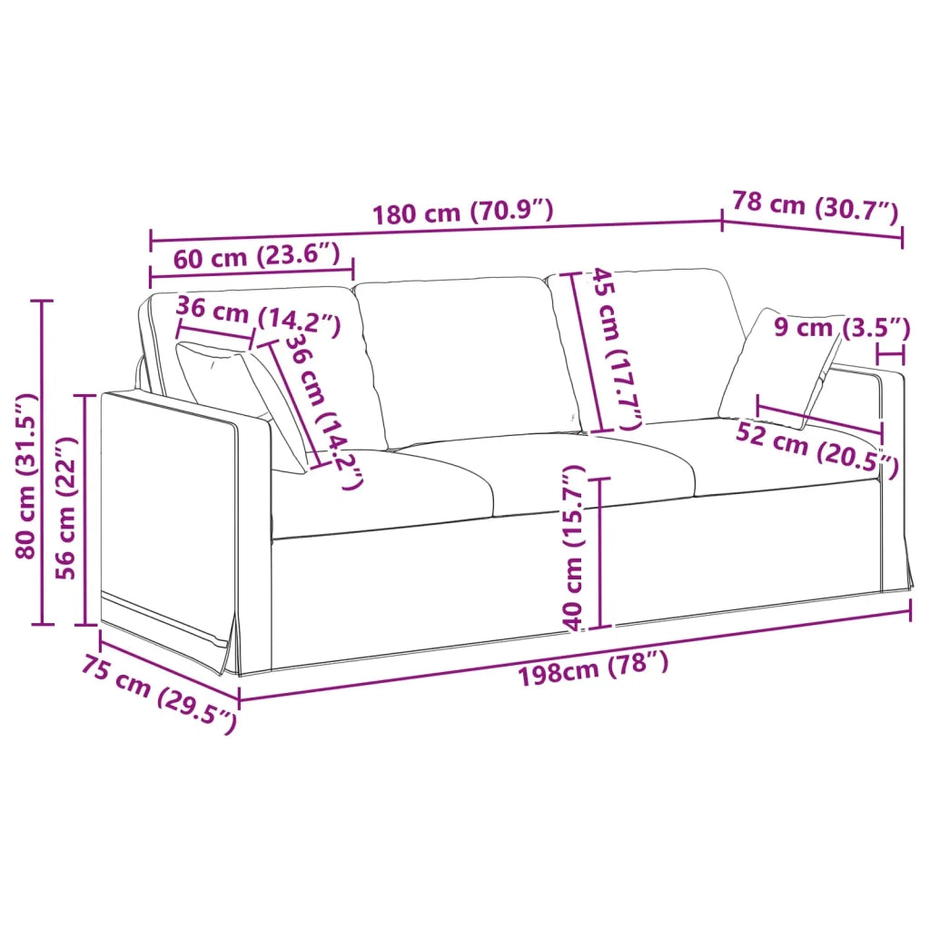 Divano Crema 198 x 78 x 80 cm Velluto 42024438