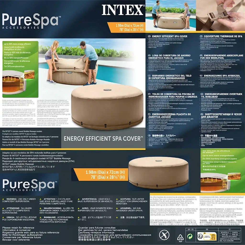 INTEX Copertura a Risparmio Energetico per Vasca Idromassaggio 91470