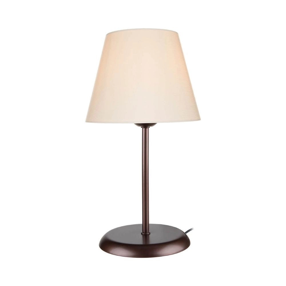 Lampada da tavolo Elva  in metallo e paralume tessuto
