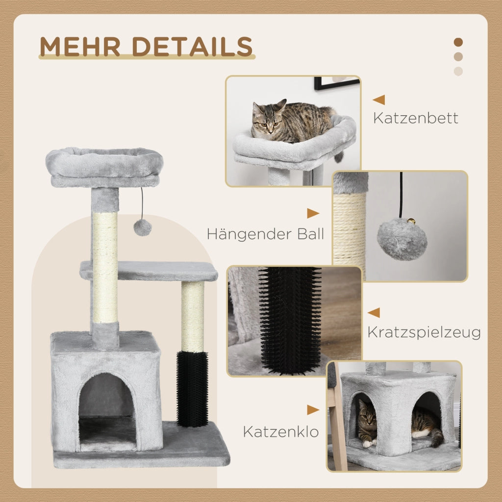 Albero tiragraffi per gatti con letto e piattaforma ¨C Minimal ¨C 85 cm grigio chiaro