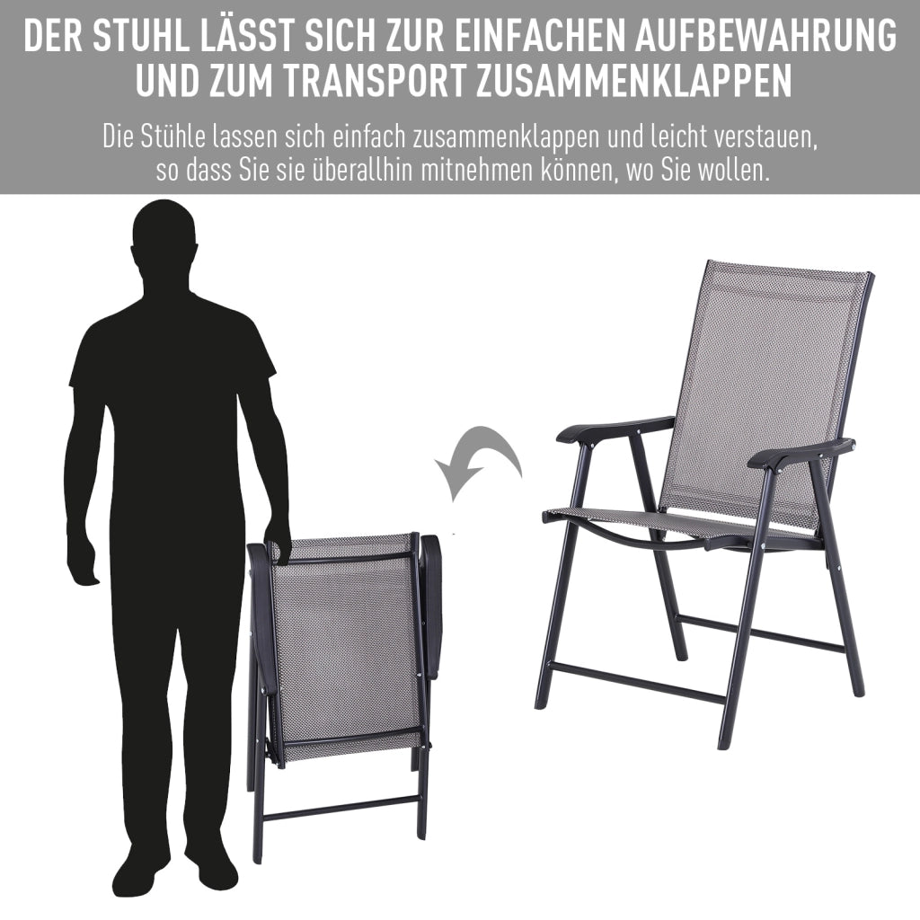Sedia pieghevole con braccioli 2 pezzi per esterno ¨C Minimal ¨C metallo grigio 58x64x94 cm