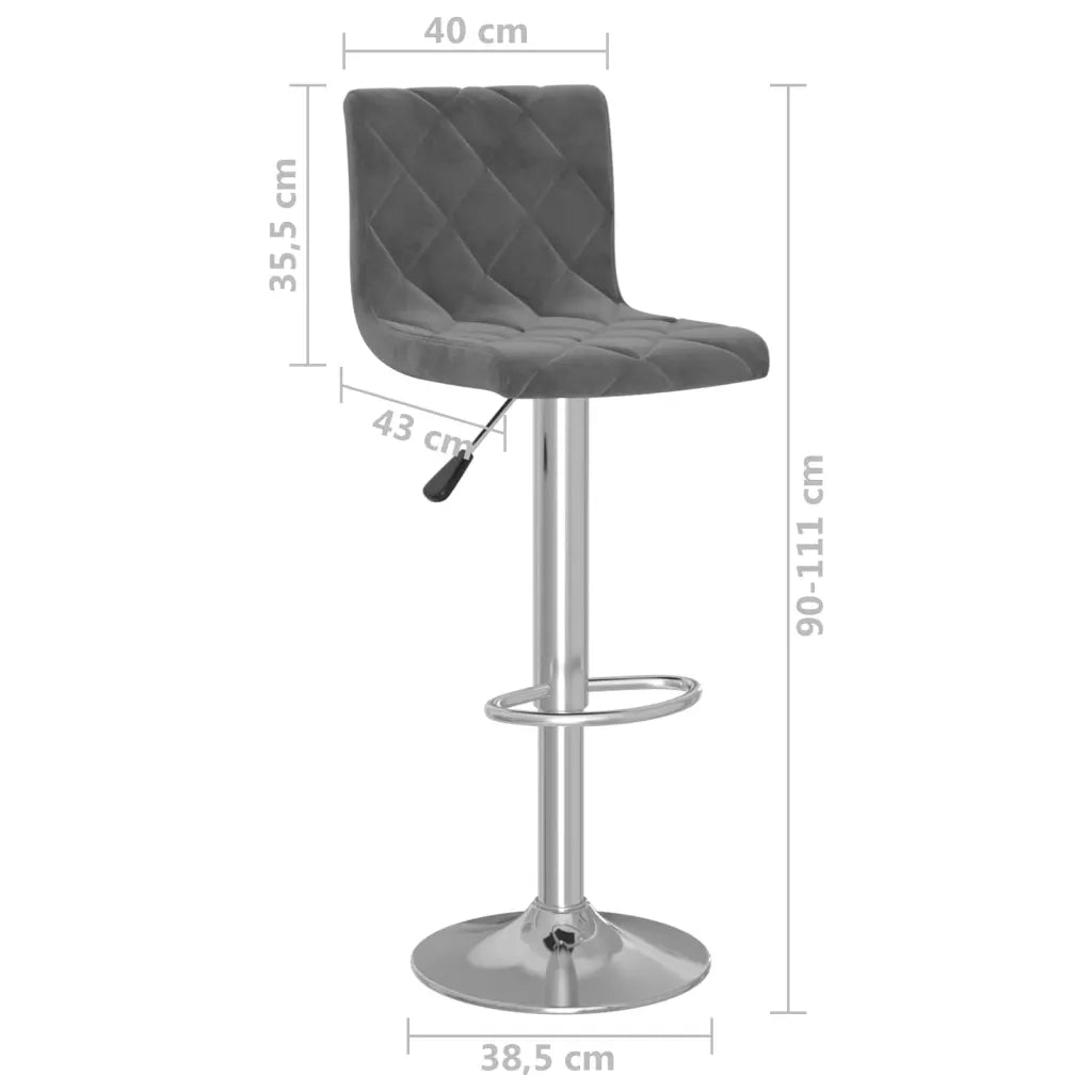 Sedie da Bar 2 pz Grigio Scuro in Velluto 333688