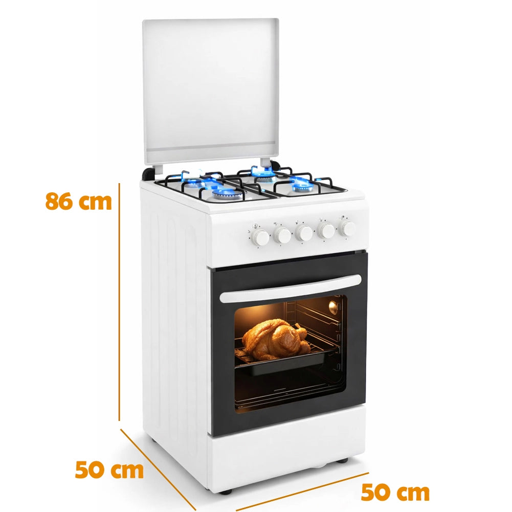 Cucina a Gas Piano Cottura a 4 Fuochi da Esterno Forno Cucinino Bianco 86x50cm