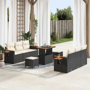 Set Divano da Giardino 11 pcs Nero e Crema polyrattan 3365080