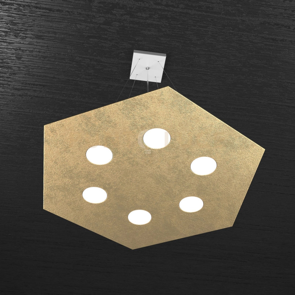 EXAGON SOSPENSIONE 6 LUCI FOGLIA ORO 1142-SG-FO