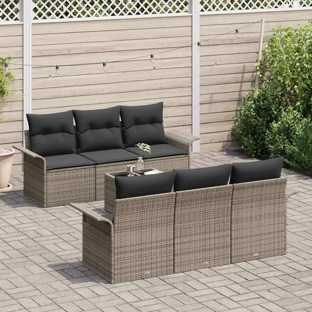 Set Divano da Giardino con cuscino 7 pcs Grigio polyrattan 3345249