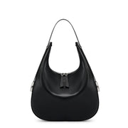 Borsa a tracolla da donna in vera pelle con tracolla larga, colore nero.