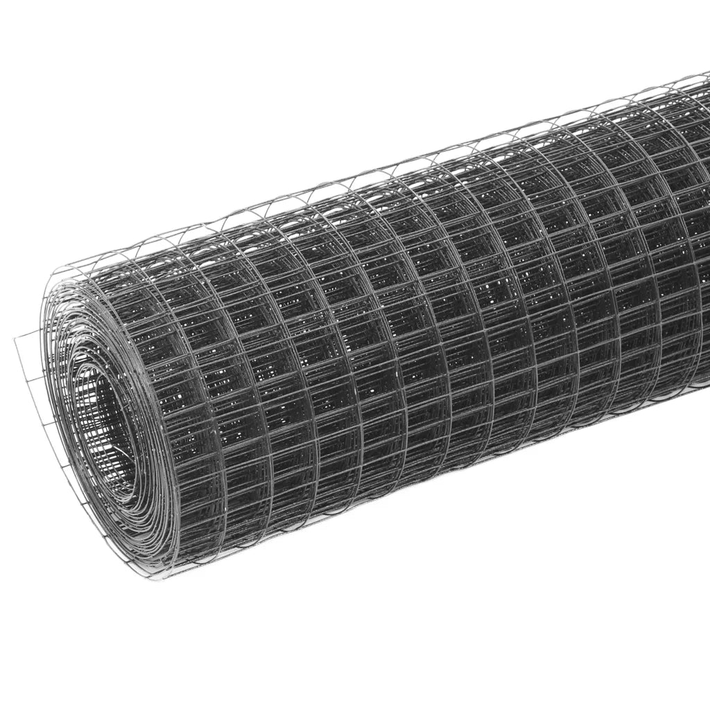 Recinzione da Giardino | Recinzione in Rete per Pollaio in Acciaio e PVC 25x1 m Grigia