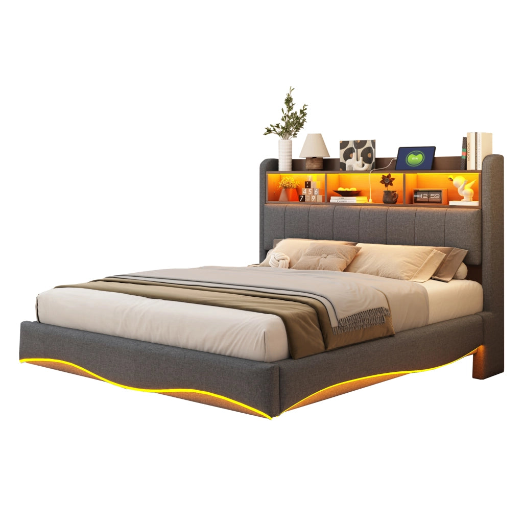 letto imbottito lino grigio 140 x 200 cm
