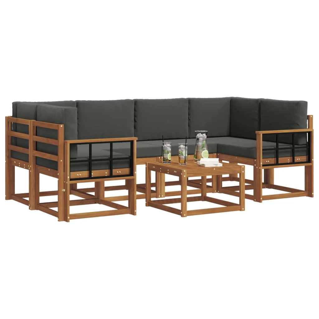 Set di divani da esterno con cuscino 7 pcs Naturale e Antracite 3366090