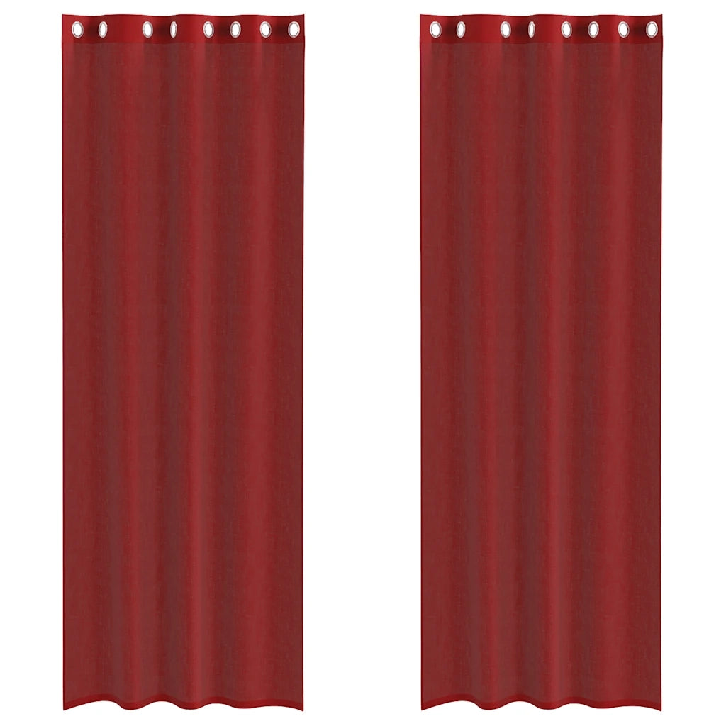 Tende in Voile con Occhielli 2 pz Rosso Vino 4102160