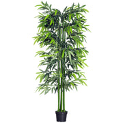 Albero Artificiale Bamboo XXL ¨C zephmum ¨C 1.80m H, Nero e Verde, Vaso Incluso