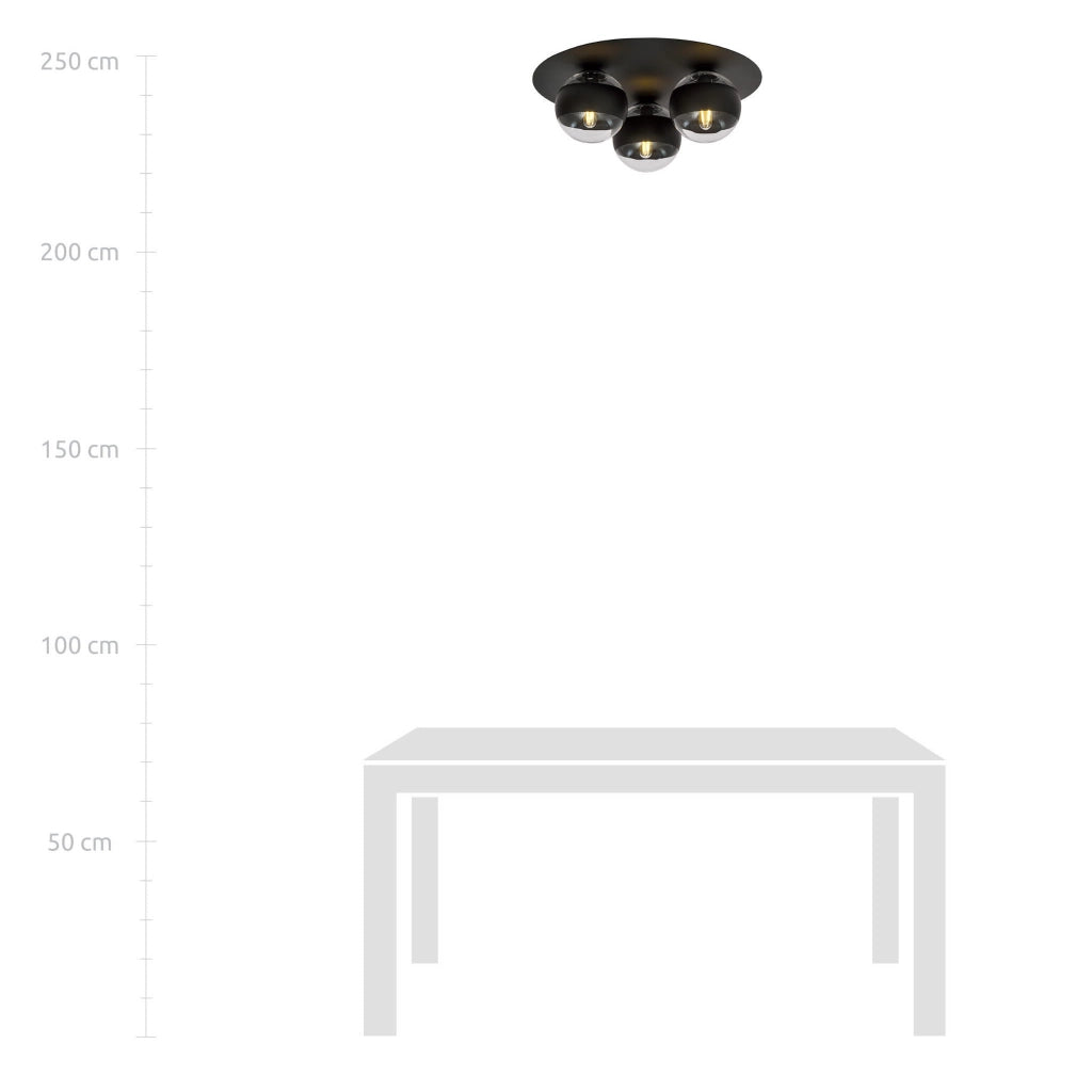 Emibig plafoniera Solar 3 luci E14 nero trasparente