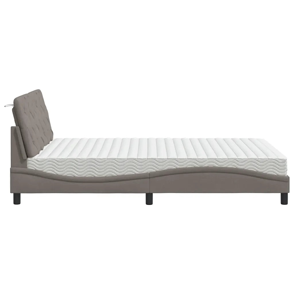 Letto con Materasso Tortora 140x190 cm in Tessuto