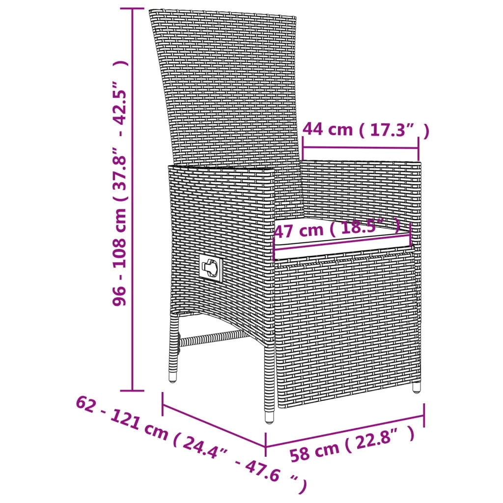 Set da Pranzo da Giardino 9 pz con Cuscini Beige in Polyrattan 3157580