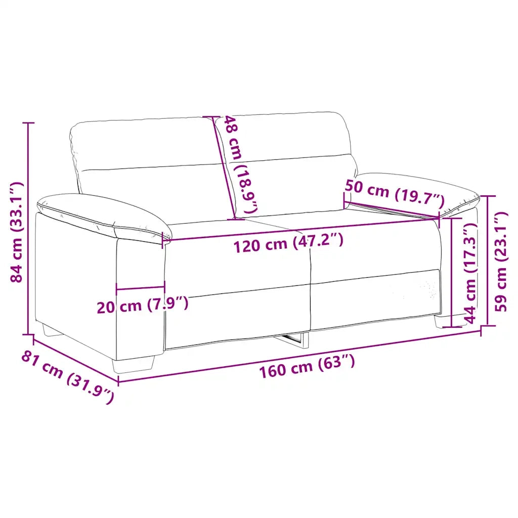 Divano a 2 Posti Marrone 160x81x84 cm in Tessuto 4105301