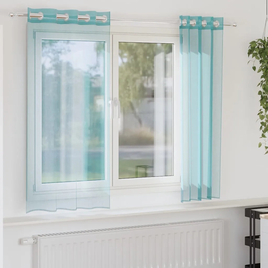 Tende in Voile con Occhielli 2 pz Turchese 4102144