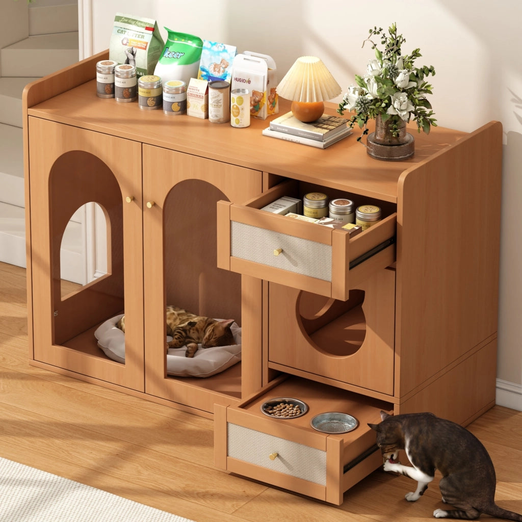 ARMADIO LETTIERA GATTI 120x45x83 cm Noce MDF e Vetro