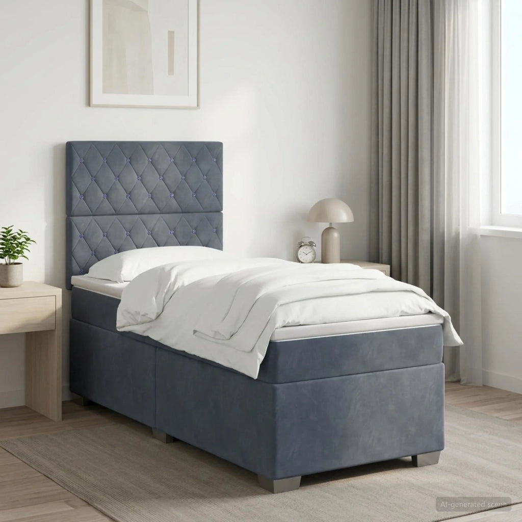 Letto box spring con materasso Grigio Scuro 80 x 200 cm Velluto 3453525