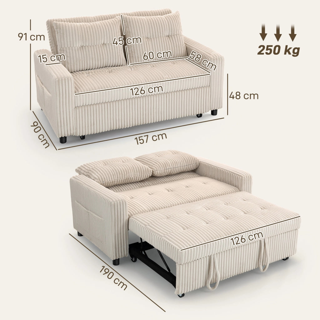 Divano letto imbottito ¨C Minimal ¨C 157x190 cm, crema