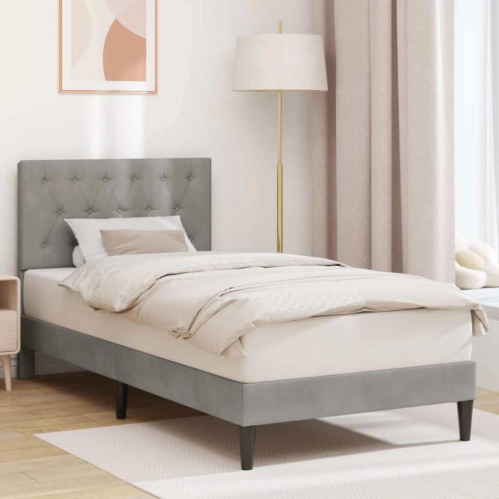 Struttura del letto-Giroletto Grigio Chiaro 100 x 200 cm Velluto 758468