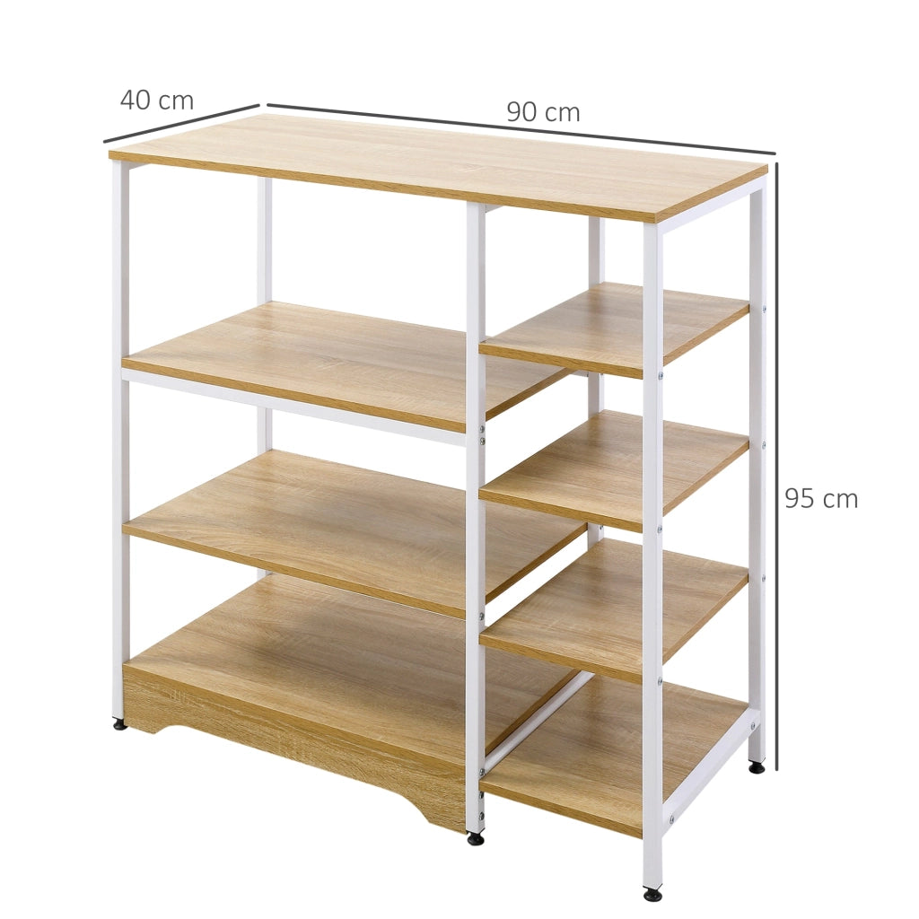 Scaffale Multiuso 7 Ripiani 90x40x95 cm in MDF e Metallo Bianco