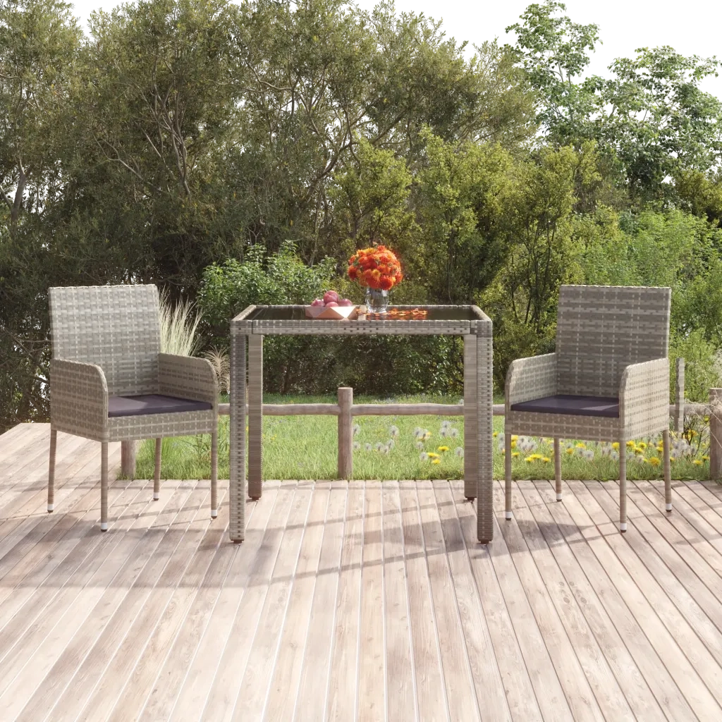 Sedie da Giardino con Cuscini 2 pz in Polyrattan Grigie 319886