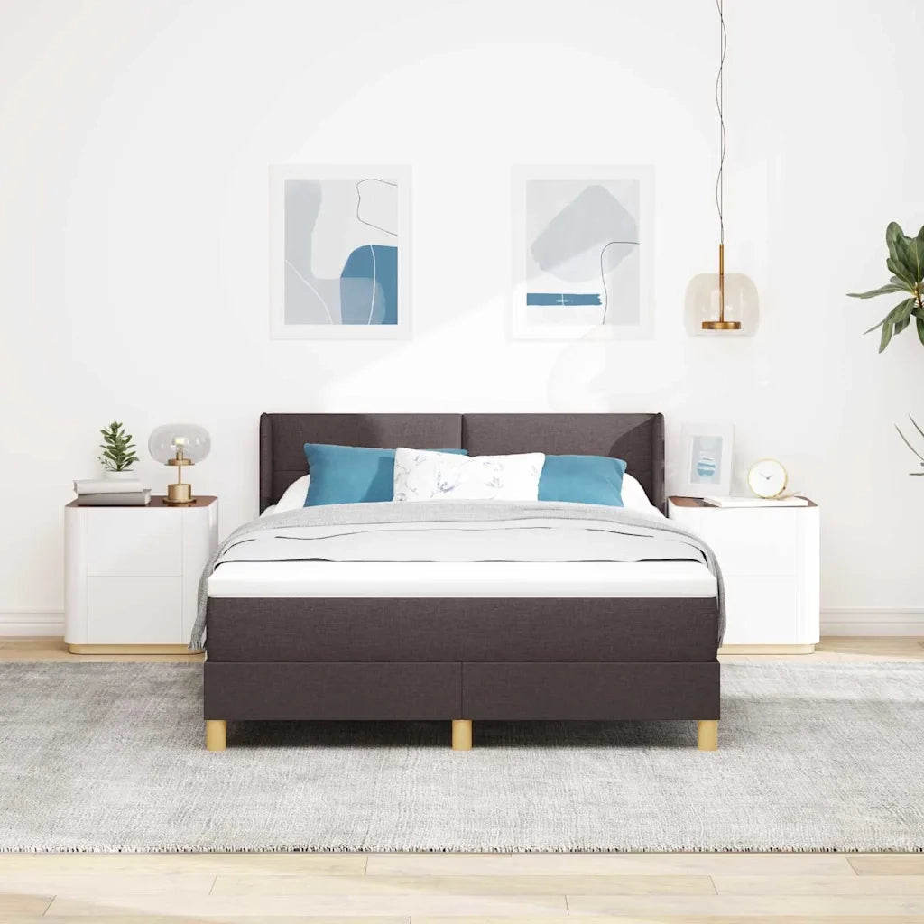 Letto a molle con materasso Marrone Scuro 190 x 140 cm Tessuto 3341289