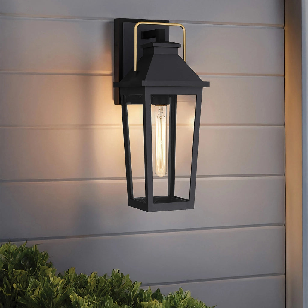 Applique esterna lanterna classica nera ottone E27 40W IP44