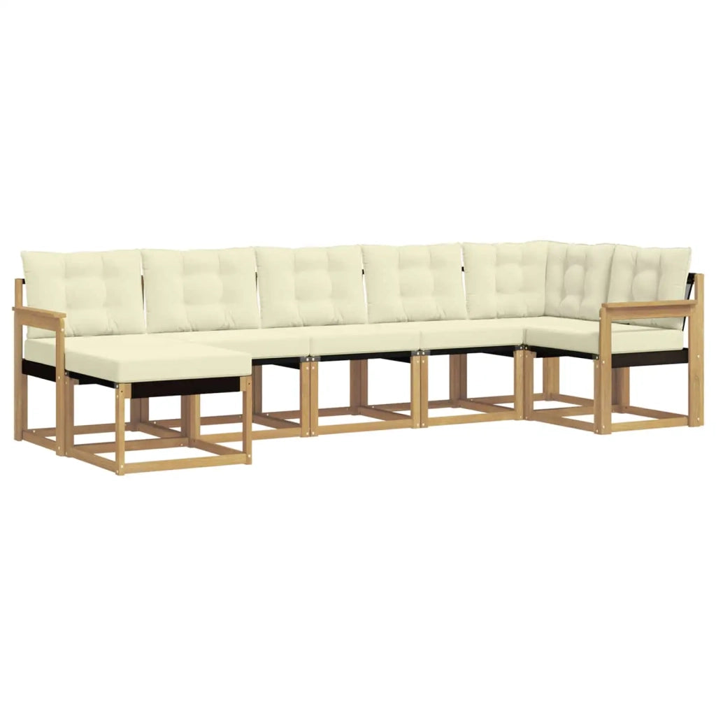 Set di divani da esterno con cuscino 7 pcs Bianco e Crema 3389684