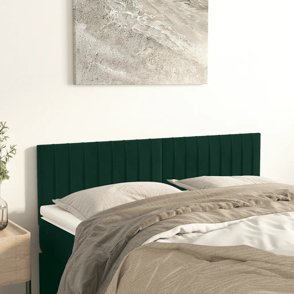 Testiera Verde Scuro 144x5x78/88 cm in Velluto 346253