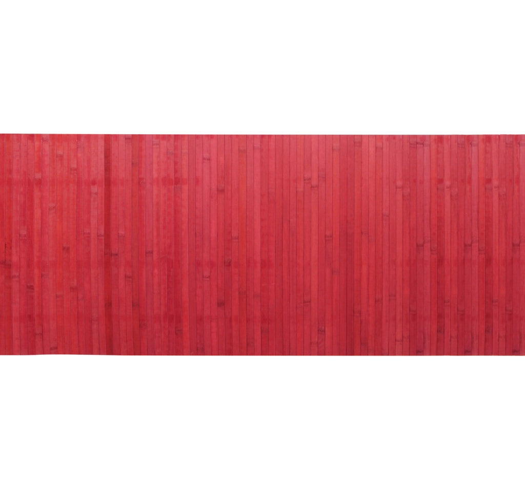 Tappeto Passatoia In Vero Bamboo Tappeto Cucina Ingresso In Legno Antiscivolo Aderente Lavabile E Antimacchia Tagliabile  - Bordeaux - 50x200 cm