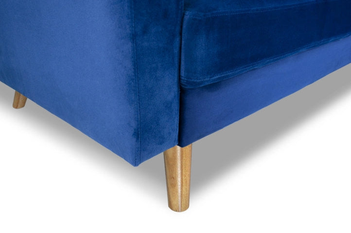 Divano 3 posti in velluto blu piedi in legno - Chloe - DI-CH07VLT-PL