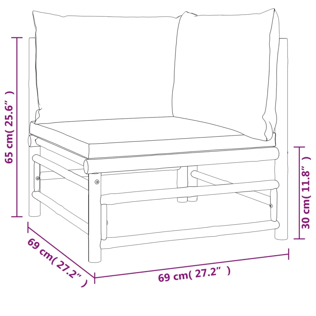 Set Salotto da Giardino 10pz con Cuscini Verdi Bambù 3155160