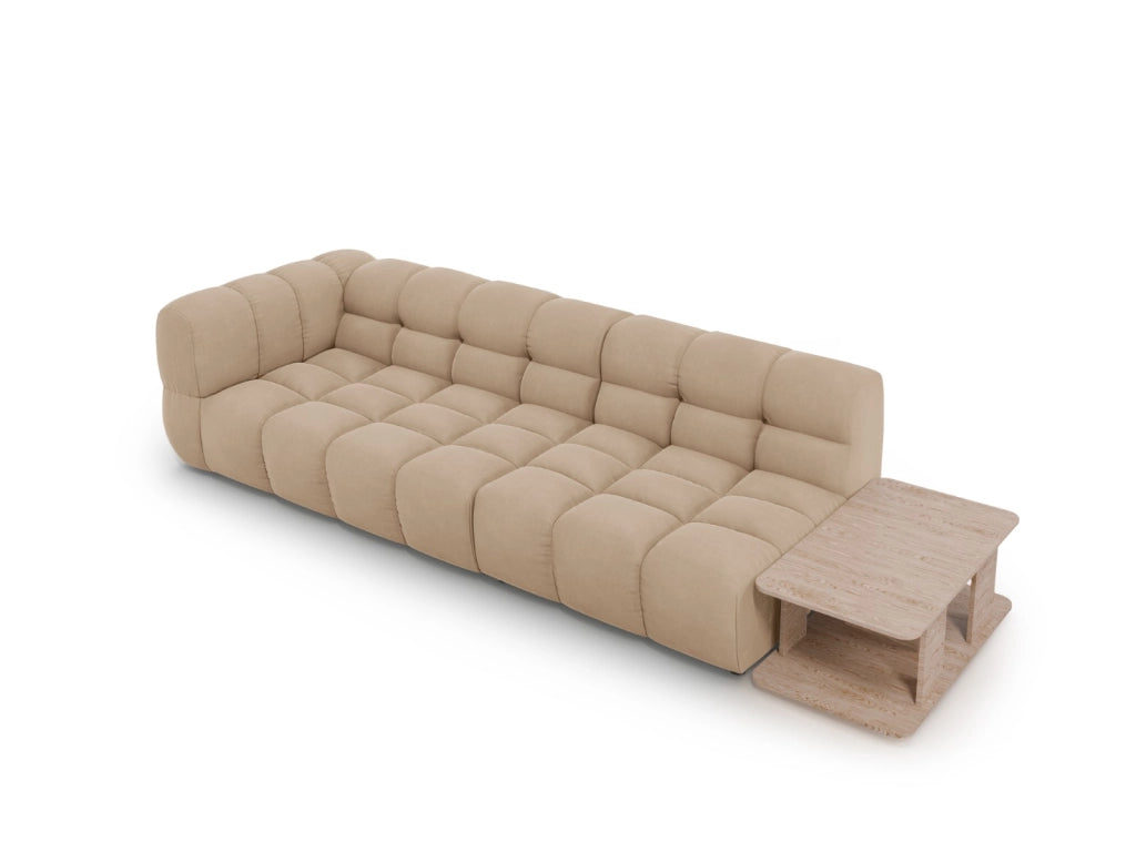 Cosmopolitan Design - Divano modulare destro "Sky" 4 posti in velluto sabbia 