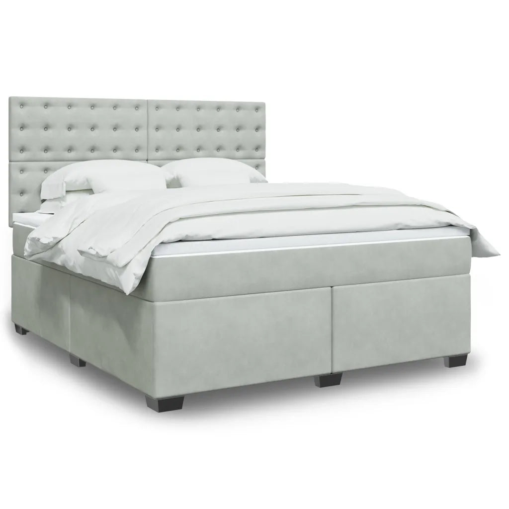 Giroletto a Molle con Materasso Grigio Chiaro 180x200cm Velluto