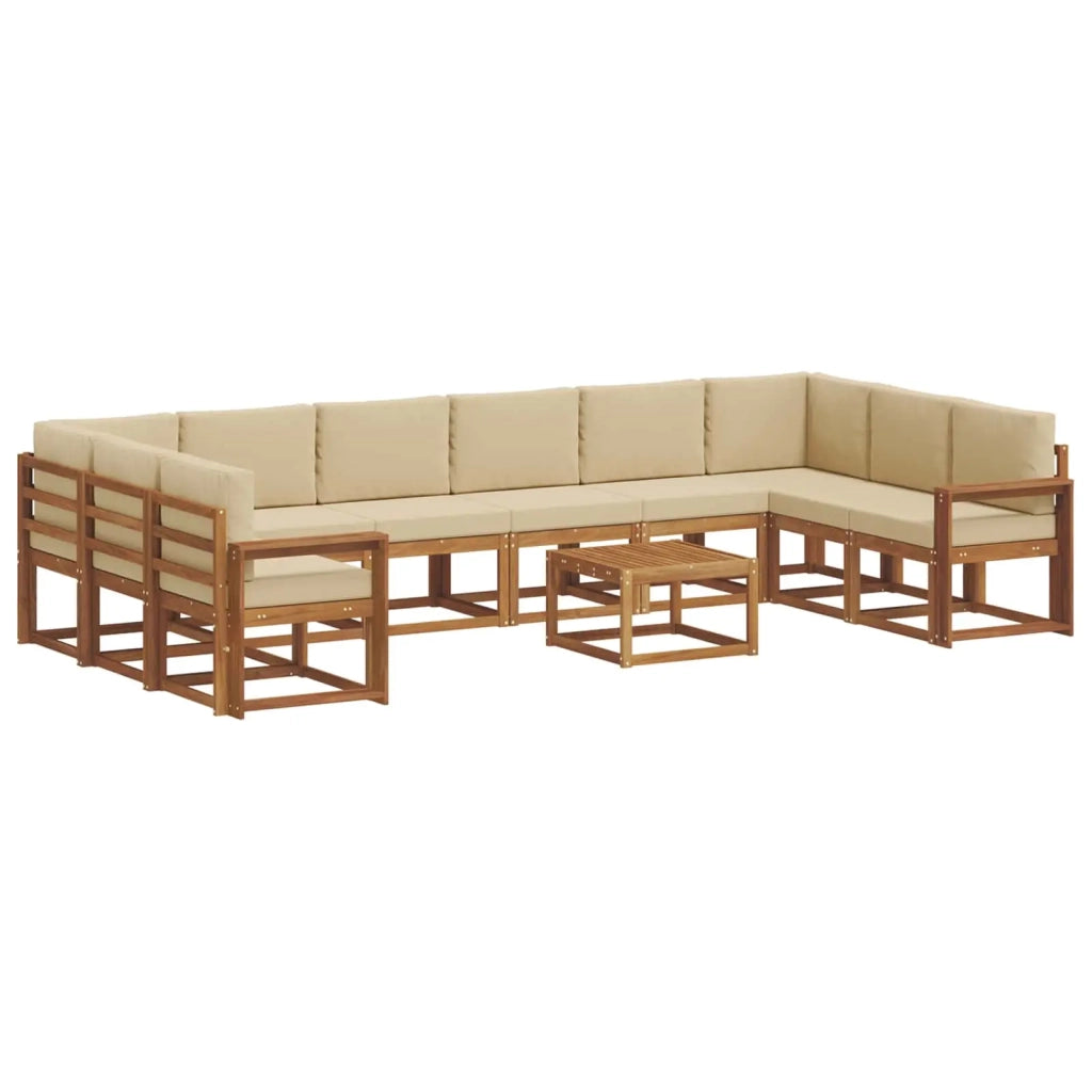 Set di divani da esterno con cuscino 11 pcs Naturale e Beige 3367096
