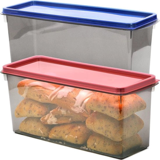 2 contenitori per pane in plastica con coperchio