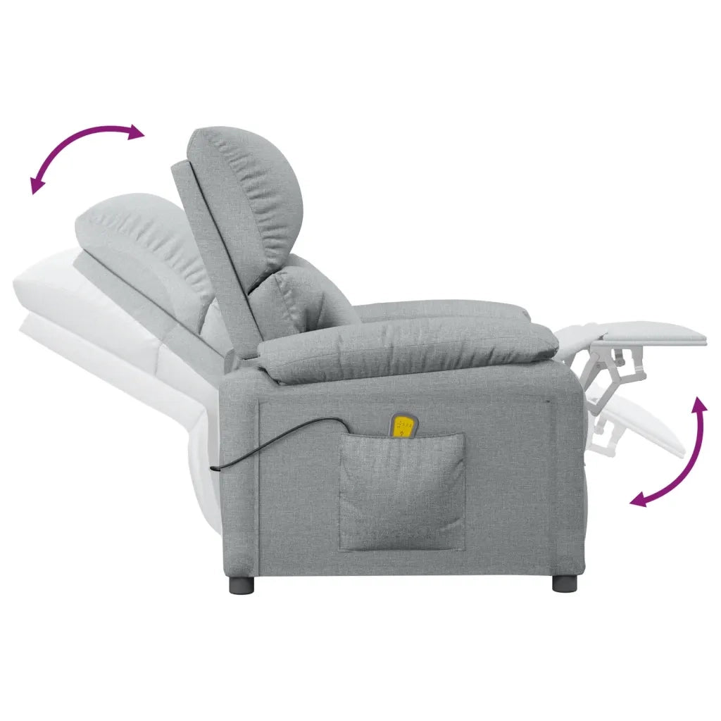 Poltrona Massaggiante in Tessuto Grigio Chiaro 348469
