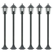 Lampioni da Giardino 6pz E27 110 cm Alluminio Verde Scurocod mxl 83026