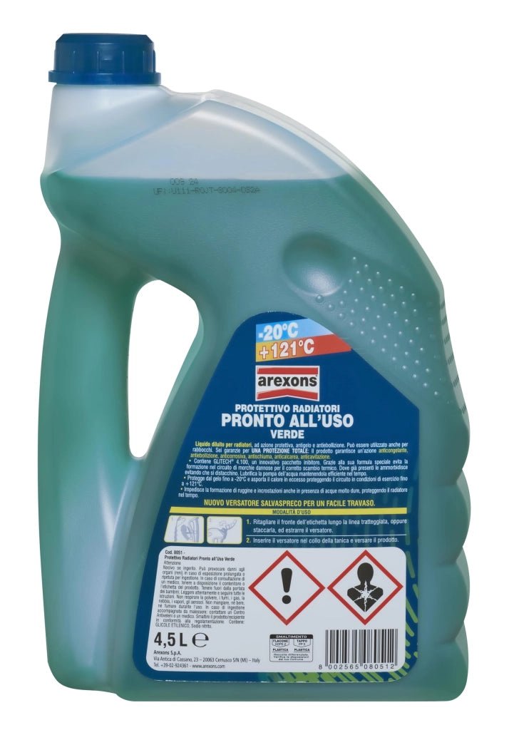 Liquido Radiatori Pronto All Uso Verde Arexons 4,5 l