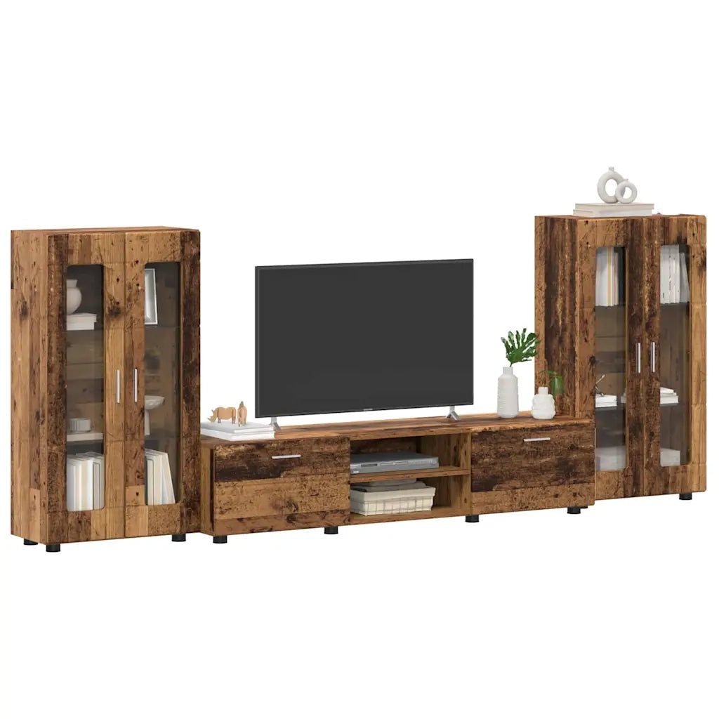 Set mobile TV con porta FLORIN Legno vecchio Legno multistrato