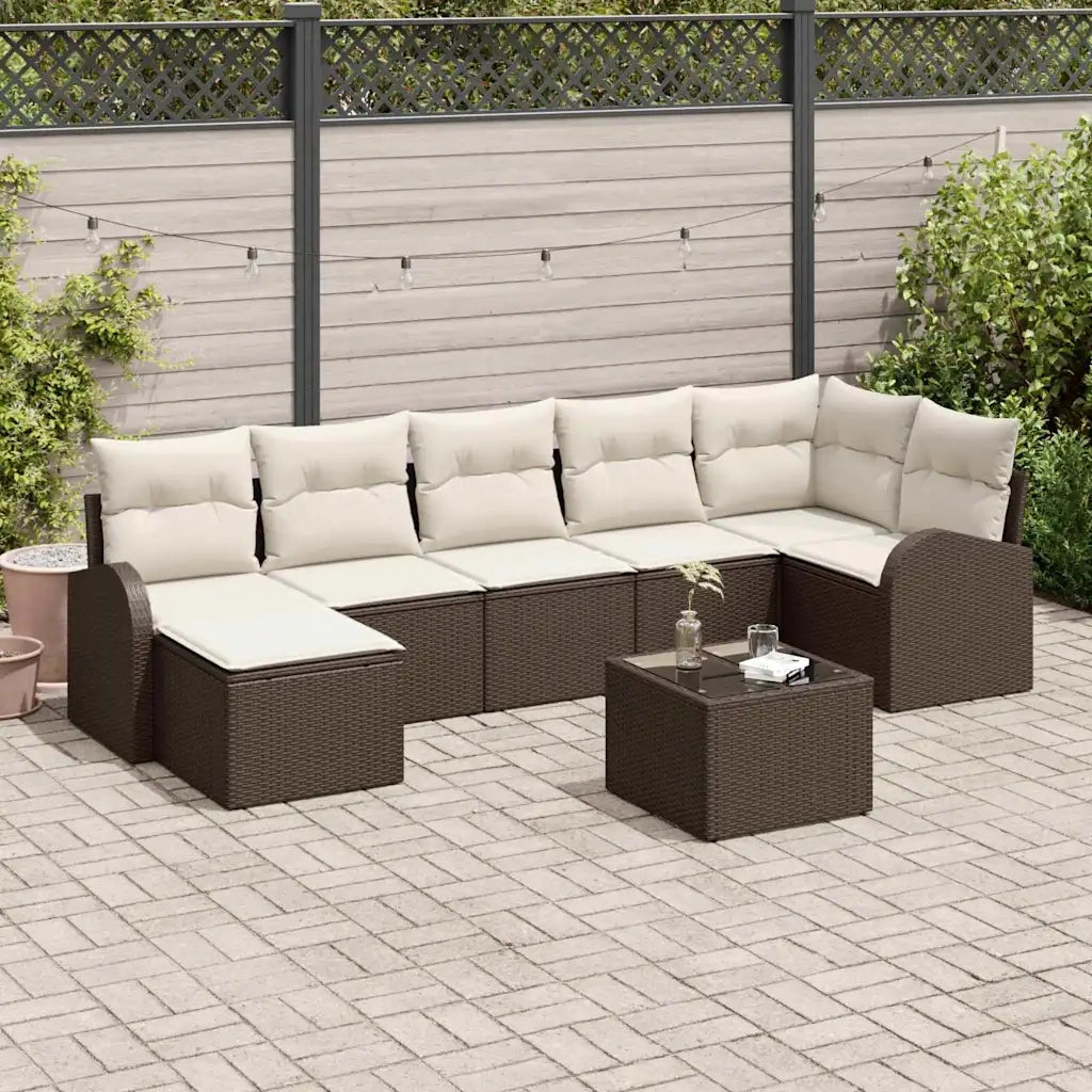 Set di divani con cuscino 8 pcs Marrone polyrattan 3354807