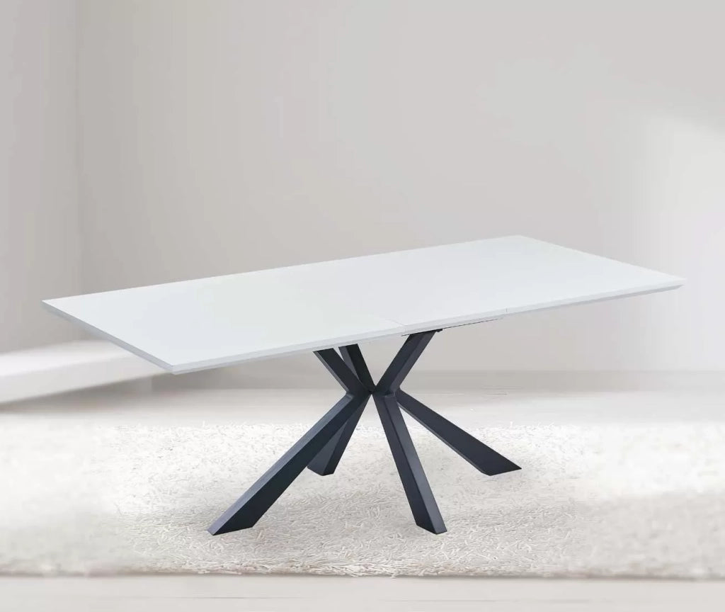 Mobili 2g - tavolo moderno allungabile piano impiallacciato bianco 160x90x78 - Mobili 2G