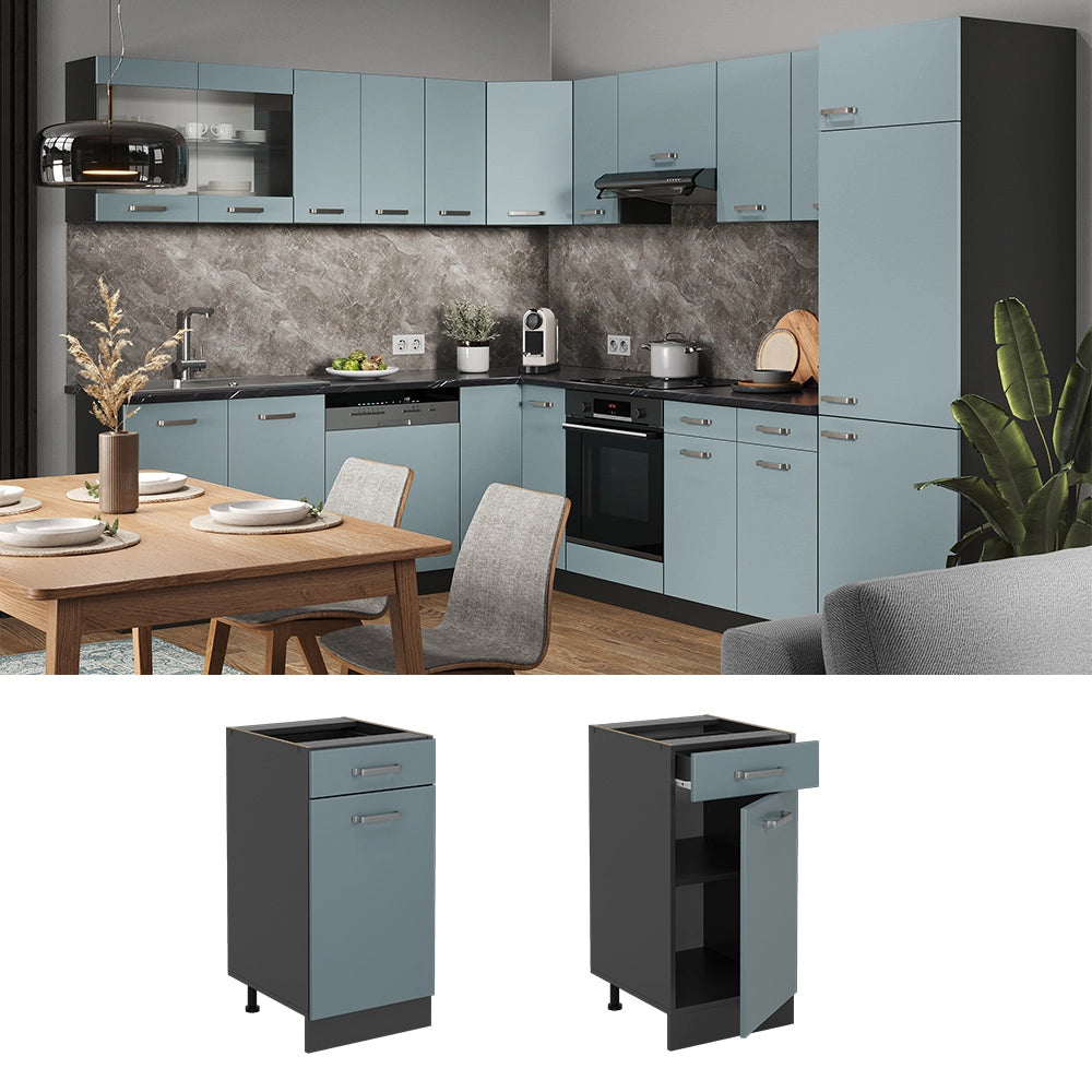 Vicco Mobiletto base per cucina Grigio-blu 40 cm PL Marmo