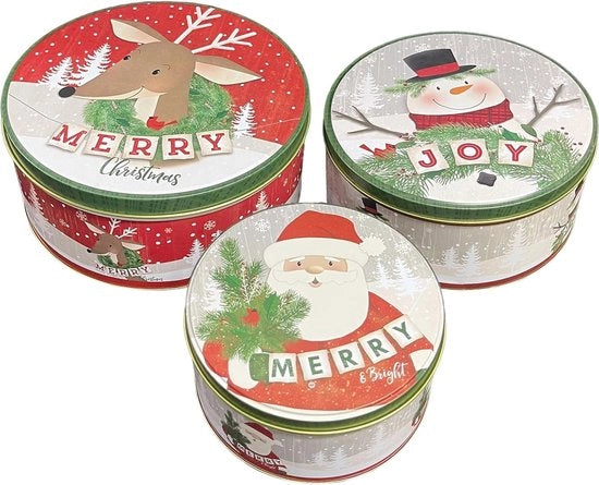 Set di 3 contenitori in metallo per biscotti e snack - Cassetta nostalgica per biscotti e snack