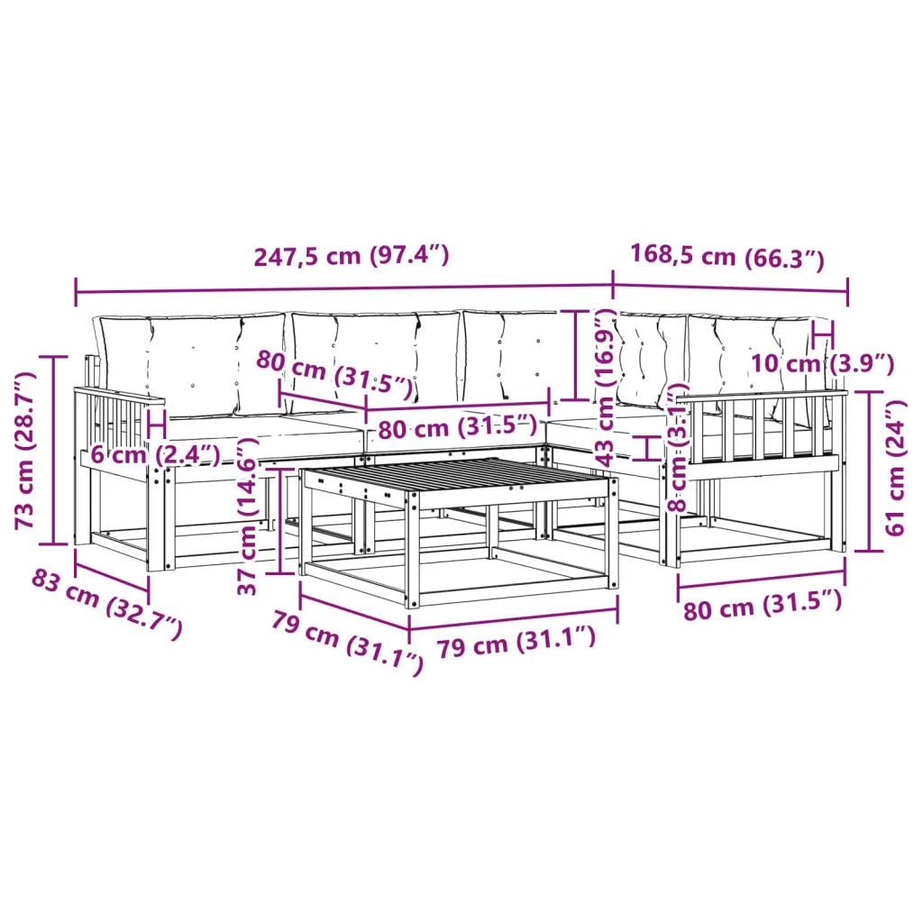 Set di divani da esterno 5 pz Bianco e Antracite Poliestere 3386406