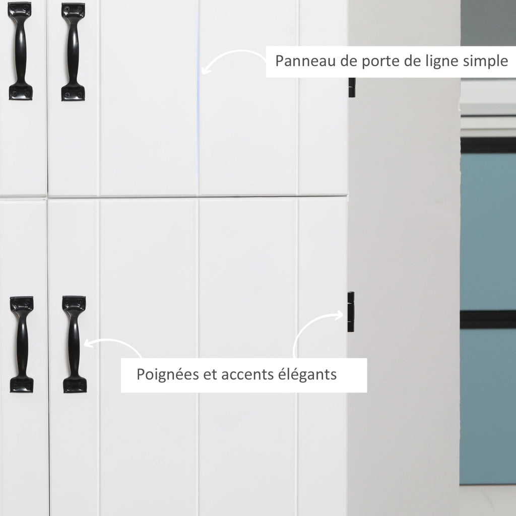 Armadio Buffet con 4 Porte e 6 Ripiani ¨C zephmum ¨C Bianco 76x40x177 cm